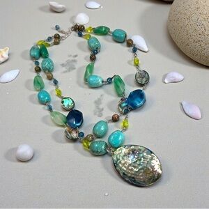 Boho Abalone double necklace